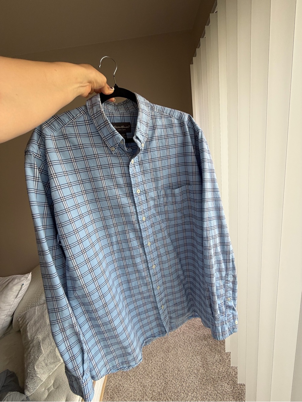 Eddie Bauer Light Blue Plaid Button-Down Shirt